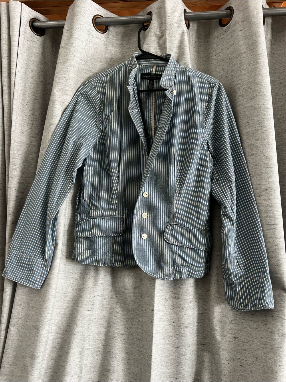 Ralph Lauren Blue & White Stripe Cotton Blazer